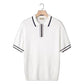 Men’s solid color summer zipper polo shirt with short sleeves.