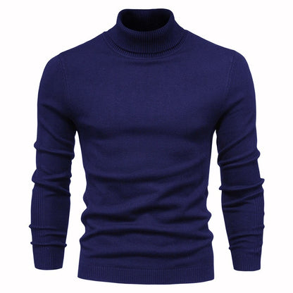 Men’s Winter Turtleneck Sweater – Slim Fit Solid Color Pullover