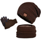 Winter Fleece Lined Hat Scarf and Gloves Set