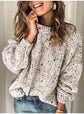 Women’s polka dot loose pullover knitted sweater, long sleeve winter top.