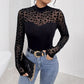 Women’s black mesh stitching slim-fit long sleeve base t-shirt.