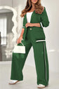 Women’s 2-piece suit set with lapel coat and high-waist wide-leg trousers in multiple colors.