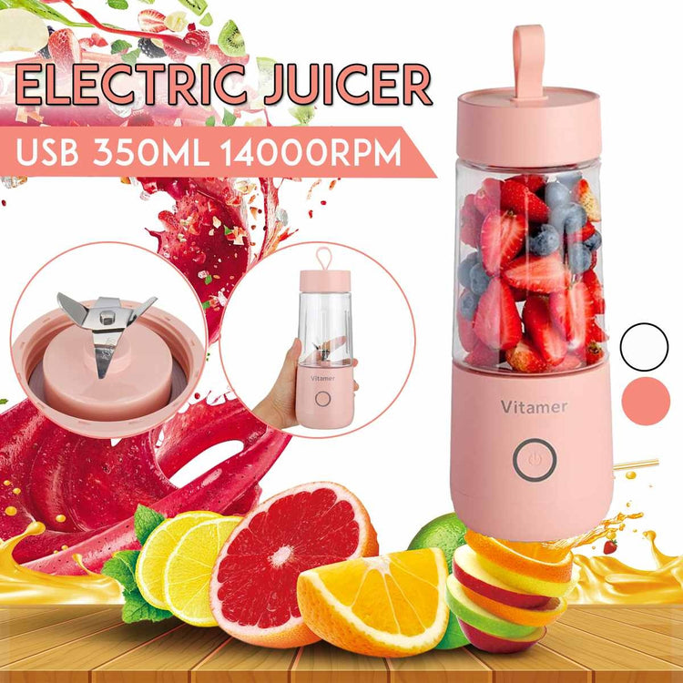 350ml portable USB rechargeable blender smoothie cup with stainless steel blades