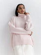 Women’s winter turtleneck sweater solid color long sleeve pullover.