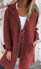 Women’s Lapel Single-Breasted Cardigan Coat with Pockets – Mid-Length Outwear