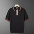 Men’s solid color summer zipper polo shirt with short sleeves.