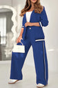 Women’s 2-piece suit set with lapel coat and high-waist wide-leg trousers in multiple colors.