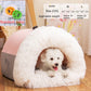 Portable soft plush pet nest for cats and small dogs, warm autumn and winter bed.