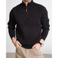 Men’s casual half-height zip twisted sweater in solid colors for winter wear.