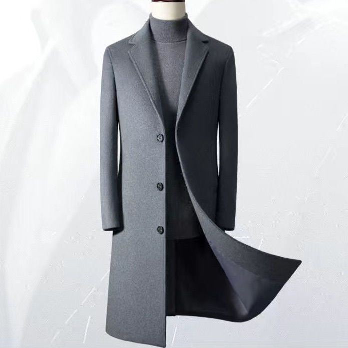 Men’s Korean Slim Fit Trench Coat  Business Wool Overcoat