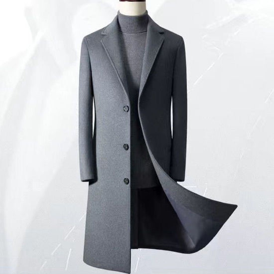 Men’s Korean Slim Fit Trench Coat  Business Wool Overcoat