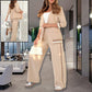 Women’s 2-piece suit set with lapel coat and high-waist wide-leg trousers in multiple colors.