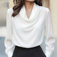Elegant Draped Neck Office Blouse