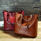Women’s oil wax leather high-capacity shoulder messenger tote bag.