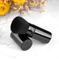 Portable retractable makeup brush with soft fiber bristles and metal handle