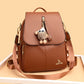 Women’s genuine leather backpack with pendant, soft and anti-theft design.