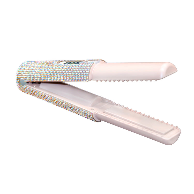“Portable USB rechargeable cordless hair straightener in [colour] – travel mini flat iron”