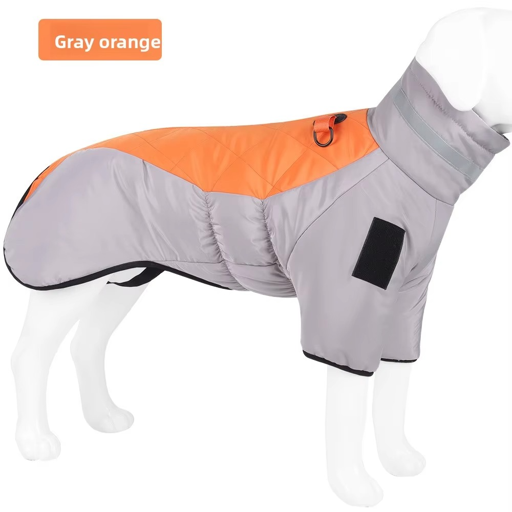 Waterproof winter dog coat with thick cotton and soft velvet lining for medium and large dogs.