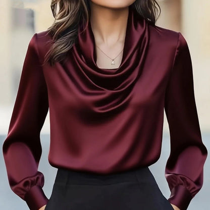 Elegant Draped Neck Office Blouse