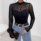 Women’s black mesh stitching slim-fit long sleeve base t-shirt.