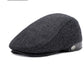 Woolen Beret with Herringbone Pattern – Adjustable Warm & Windproof Hat