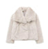 Women’s winter plush coat with fluffy lapel, long sleeve warm jacket.