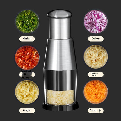 Manual Garlic Crusher & Onion Chopper – Stainless Steel Pressing Cutter