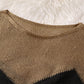 Women’s color-block batwing sleeve knit top, loose fit round neck sweater.