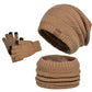 Winter Fleece Lined Hat Scarf and Gloves Set