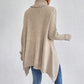 Women’s irregular turtleneck long sleeve loose knit sweater.