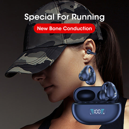 Bone conduction Bluetooth 5.3 ear clip TWS headphones with charging case