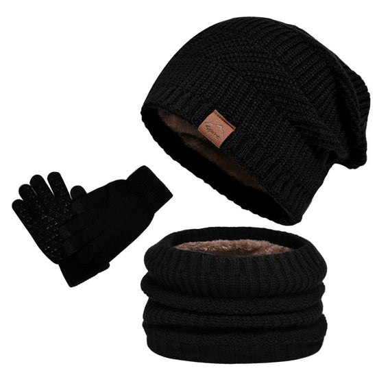Winter Fleece Lined Hat Scarf and Gloves Set